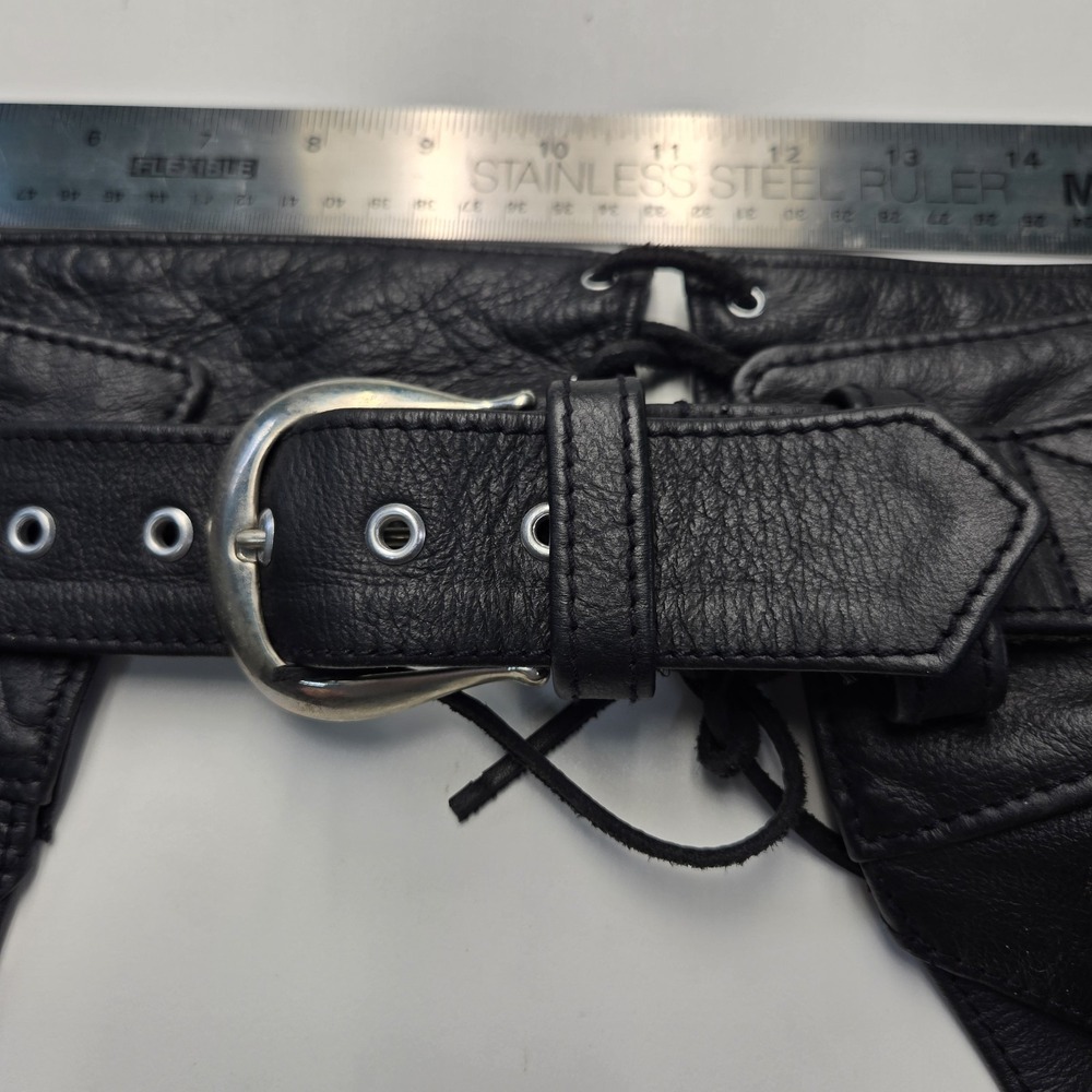 Harley Davidson Leather Chaps  XL Made In USA Black Biker HD - Picture 6 of 16